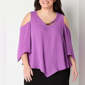 Bold Elements Womens Round Neck 3/4 Sleeve Blouse NWT 1x